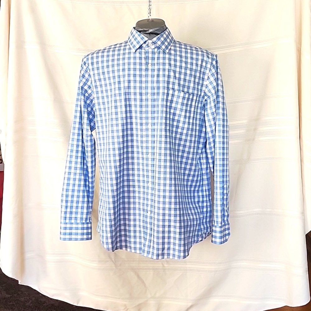 Banana Republic Blue Check Non-Iron Dress Shirt